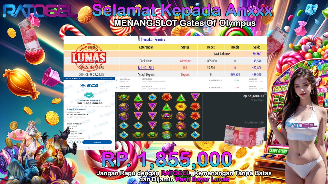 BUKTI JACKPOT SLOT GATES OF OLYMPUS TERPERCAYA DI INDONESIA TGL 30-06-2024