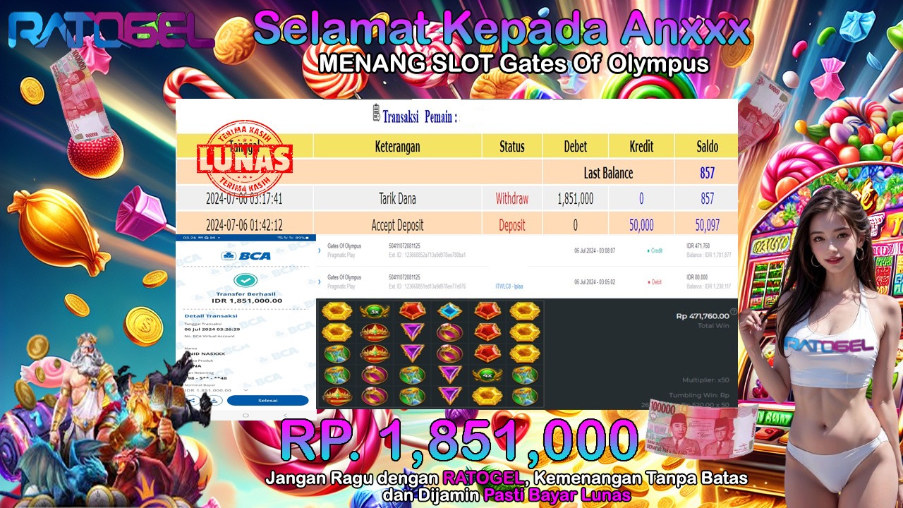 BUKTI JACKPOT SLOT GATES OF OLYMPUS TERPERCAYA DI INDONESIA TGL 06-07-2024