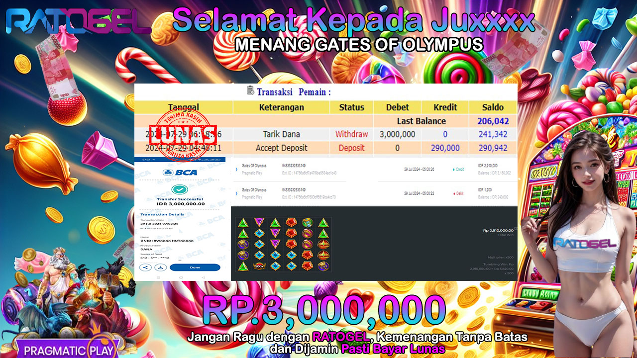 BUKTI JACKPOT SLOT GATES OLYMPUS TERPERCAYA DI INDONESIA TGL 29-07-2024