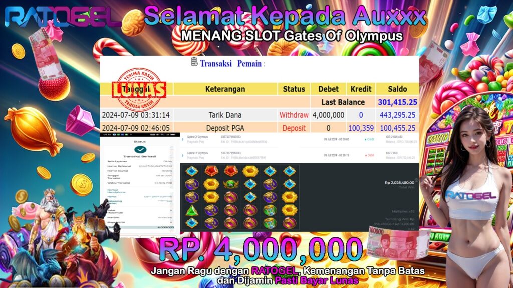 BUKTI JACKPOT SLOT GATES OF OLYMPUS TERPERCAYA DI INDONESIA TGL 09-07-2024