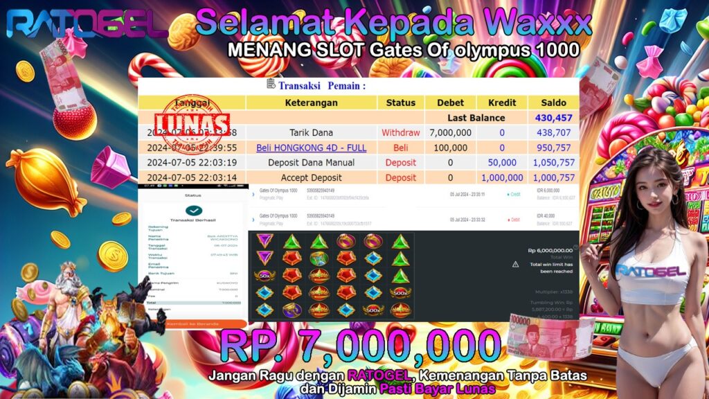 BUKTI JACKPOT SLOT GATES OF OLYMPUS 1000 TERPERCAYA DI INDONESIA TGL 06-07-2024