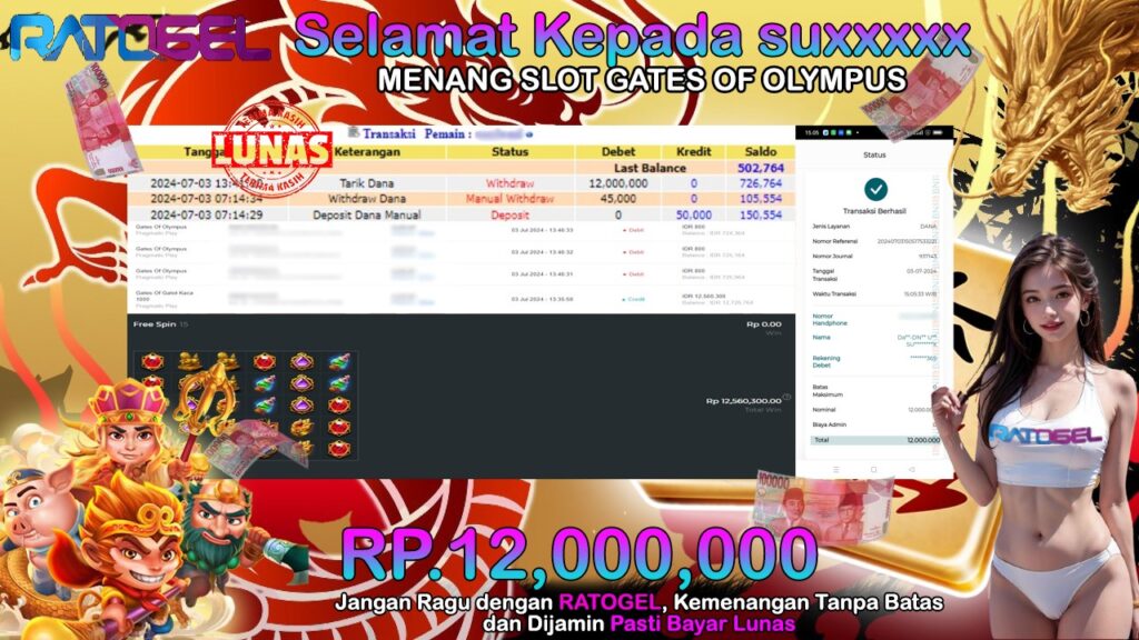 BUKTI JACKPOT SLOT GATES OF OLYMPUS TERPERCAYA DI INDONESIA TGL 03-07-2024