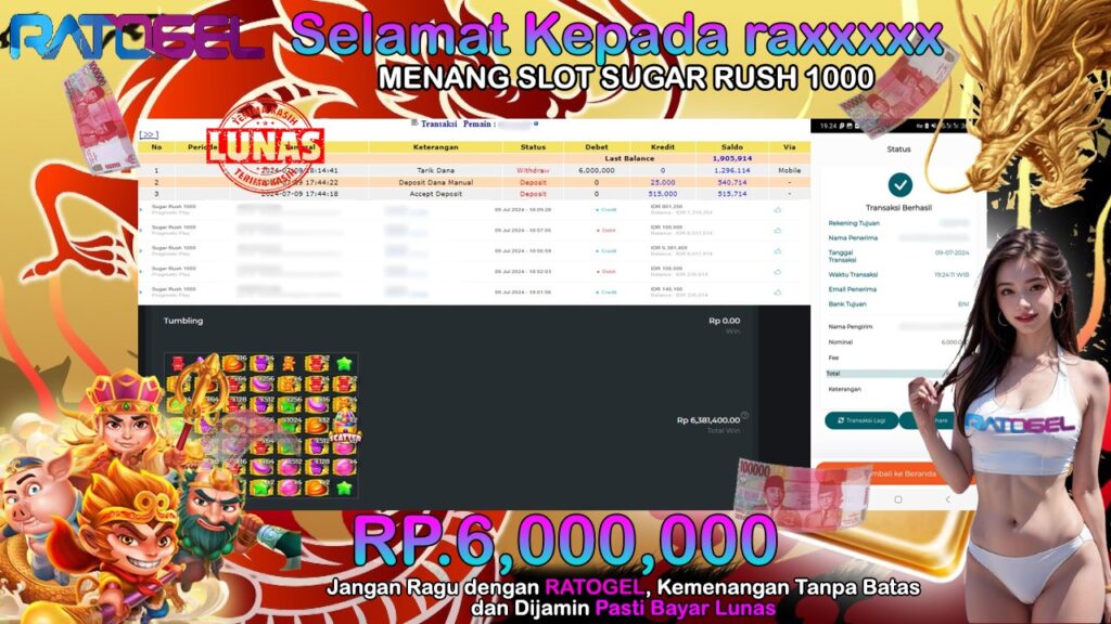 BUKTI JACKPOT SLOT SUGAR RUSH 1000 TERPERCAYA DI INDONESIA TGL 09-07-2024