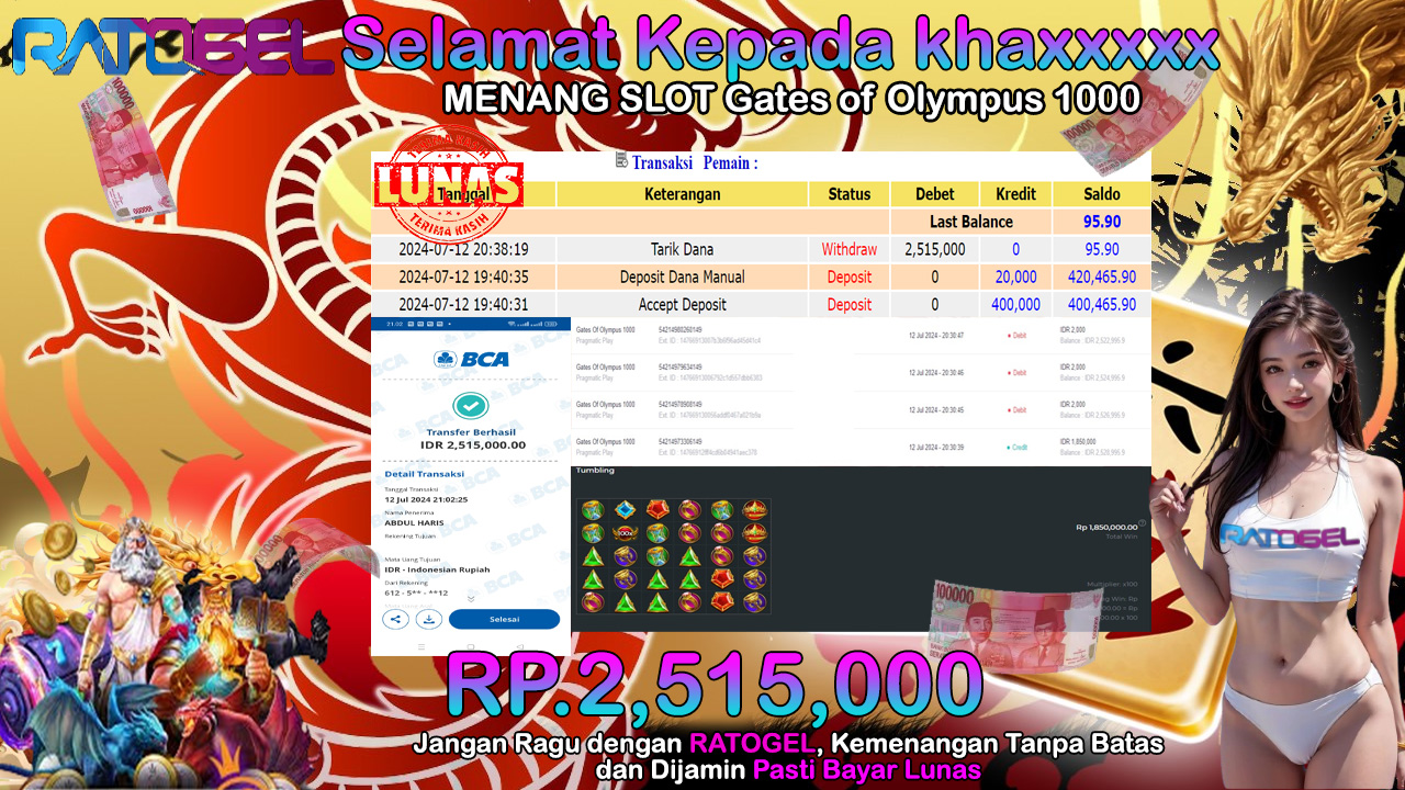 BUKTI JACKPOT SLOT GATES OF OLYMPUS 1000 TERPERCAYA DI INDONESIA TGL 12-07-2024