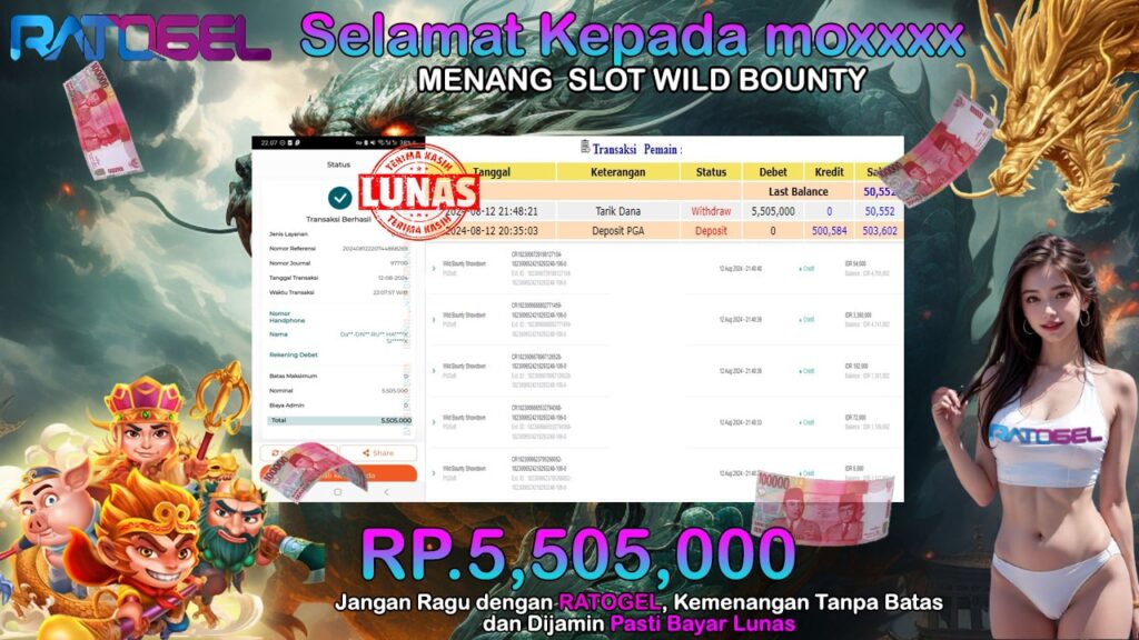 BUKTI JACKPOT SLOT WILD BOUNTY TERPERCAYA DI INDONESIA TGL 12-08-2024