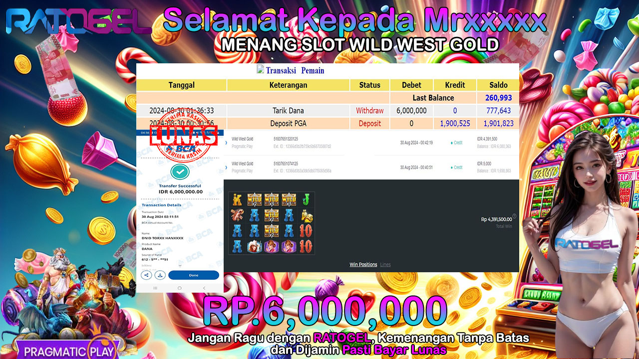 BUKTI JACKPOT SLOT WILD WEST GOLD  TERPERCAYA DI INDONESIA TGL 30-08-2024