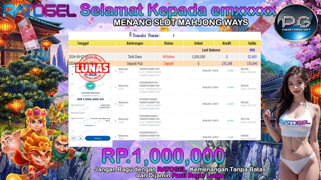 BUKTI JACKPOT SLOT MAHJONG WAYS  TERPERCAYA DI INDONESIA TGL 07-09-2024