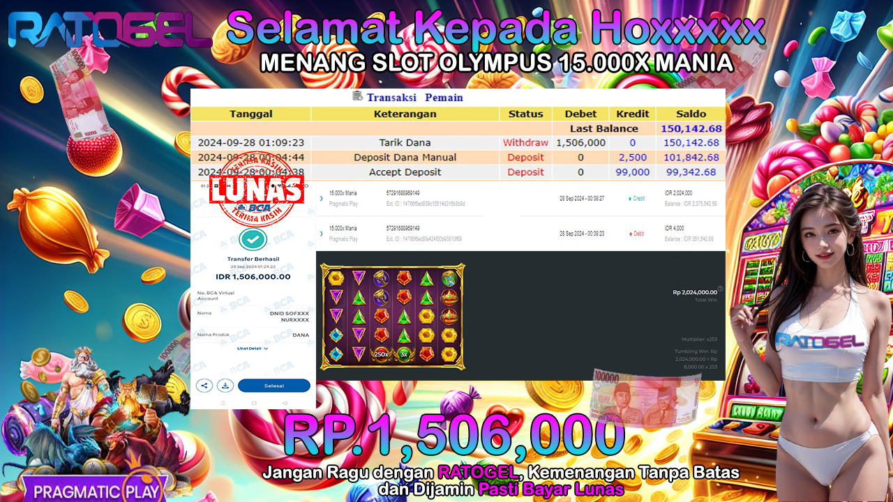 BUKTI JACKPOT SLOT OLYMPUS 15.000X MANIA TERPERCAYA DI INDONESIA TGL 28-09-2024