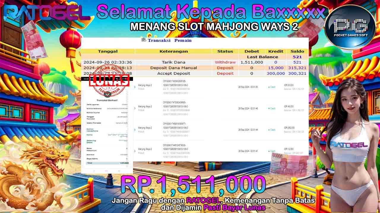 BUKTI JACKPOT SLOT MAHJONG WAYS 2 TERPERCAYA DI INDONESIA TGL 26-09-2024