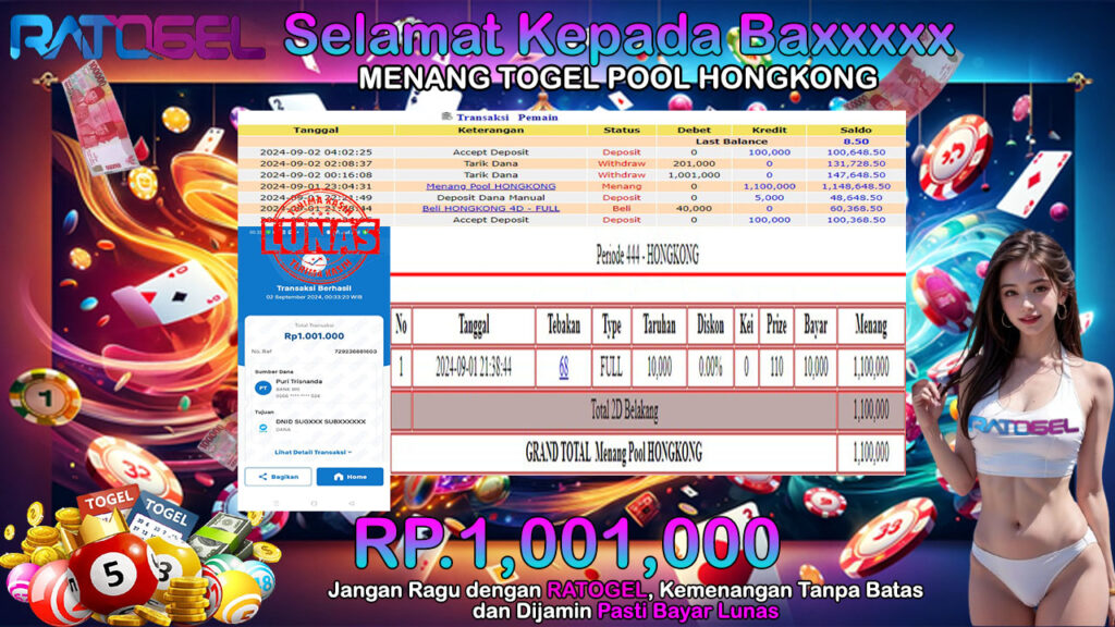 BUKTI JACKPOT TOGEL POOL HONGKONG  TERPERCAYA DI INDONESIA TGL 02-09-2024