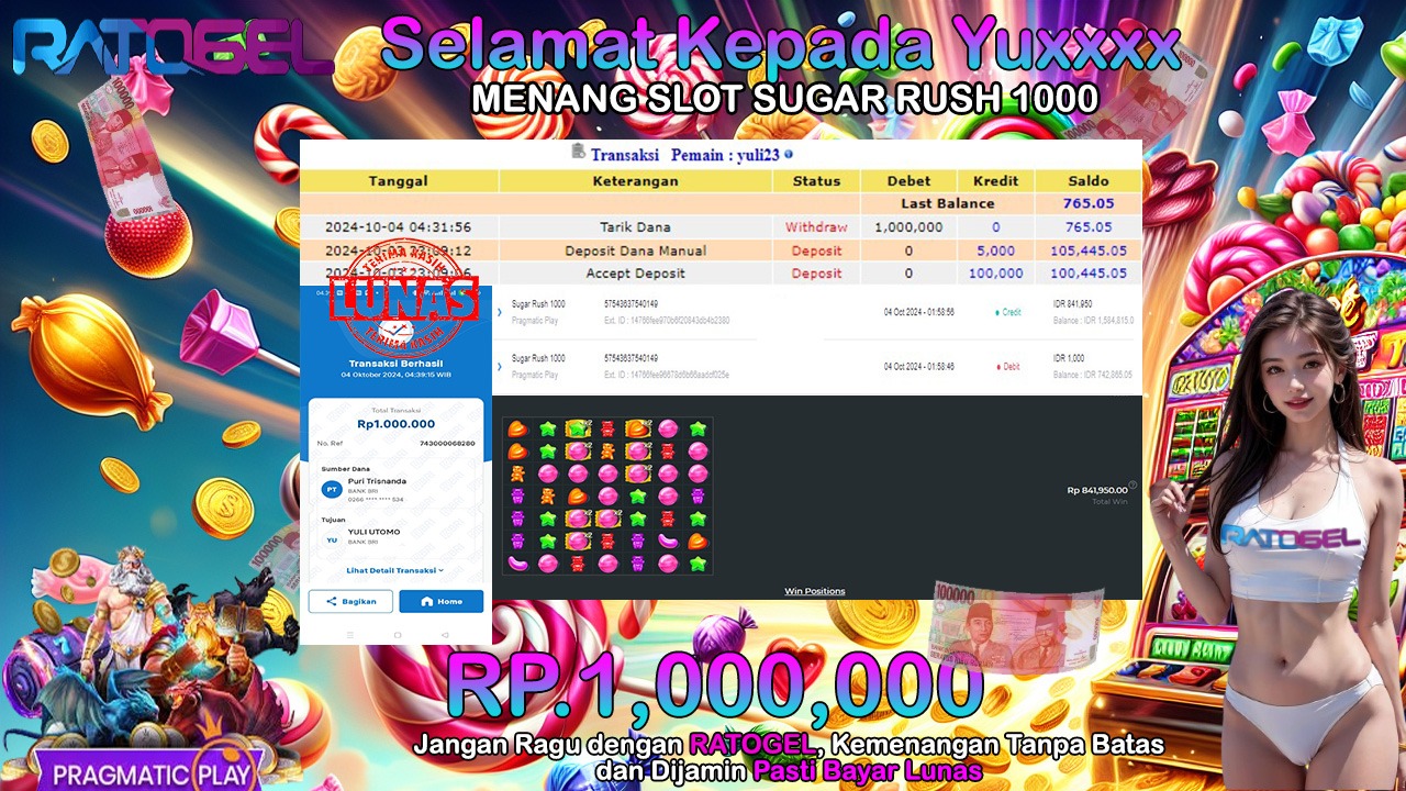 BUKTI JACKPOT SLOT SUGAR RUSH 1000 TERPERCAYA DI INDONESIA TGL 04-10-2024