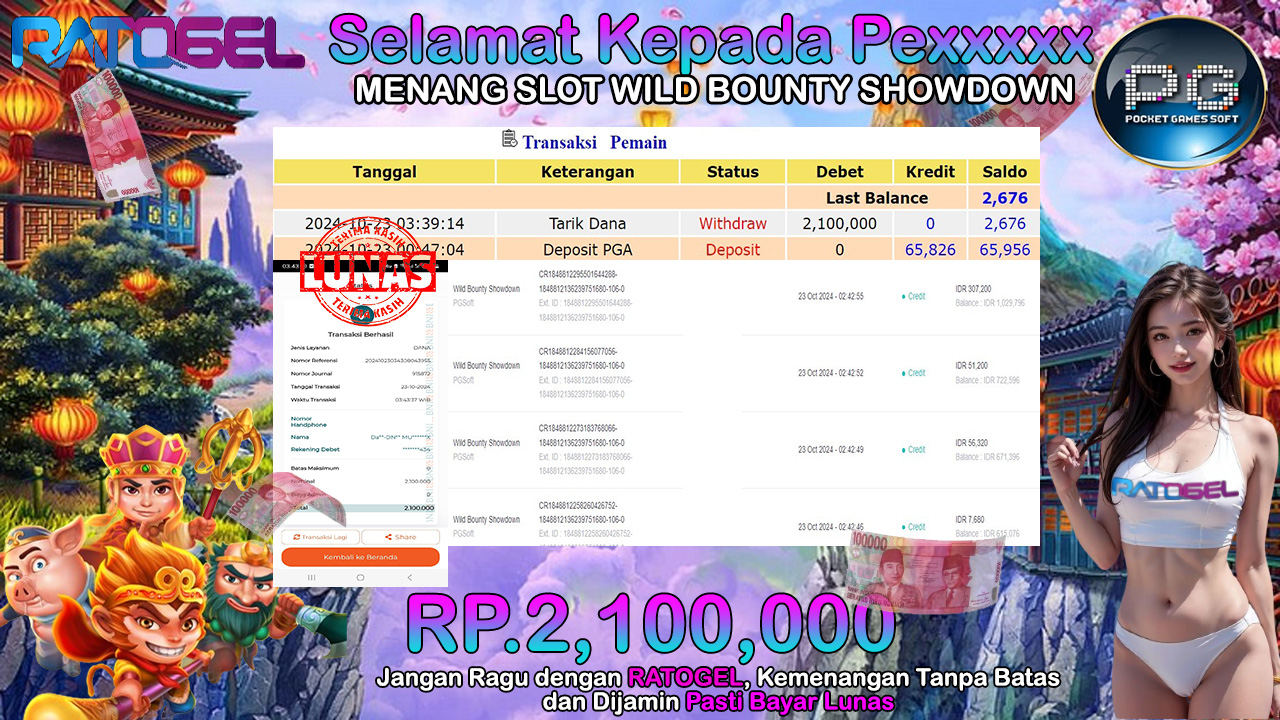 BUKTI JACKPOT SLOT WILD BOUNTY SHOWDOWN TERPERCAYA DI INDONESIA TGL 23-10-2024