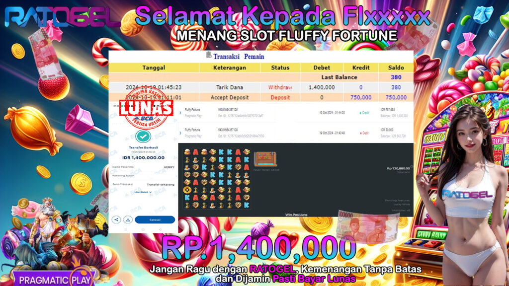 BUKTI JACKPOT SLOT FLUFFY FORTUNE TERPERCAYA DI INDONESIA TGL 19-10-2024