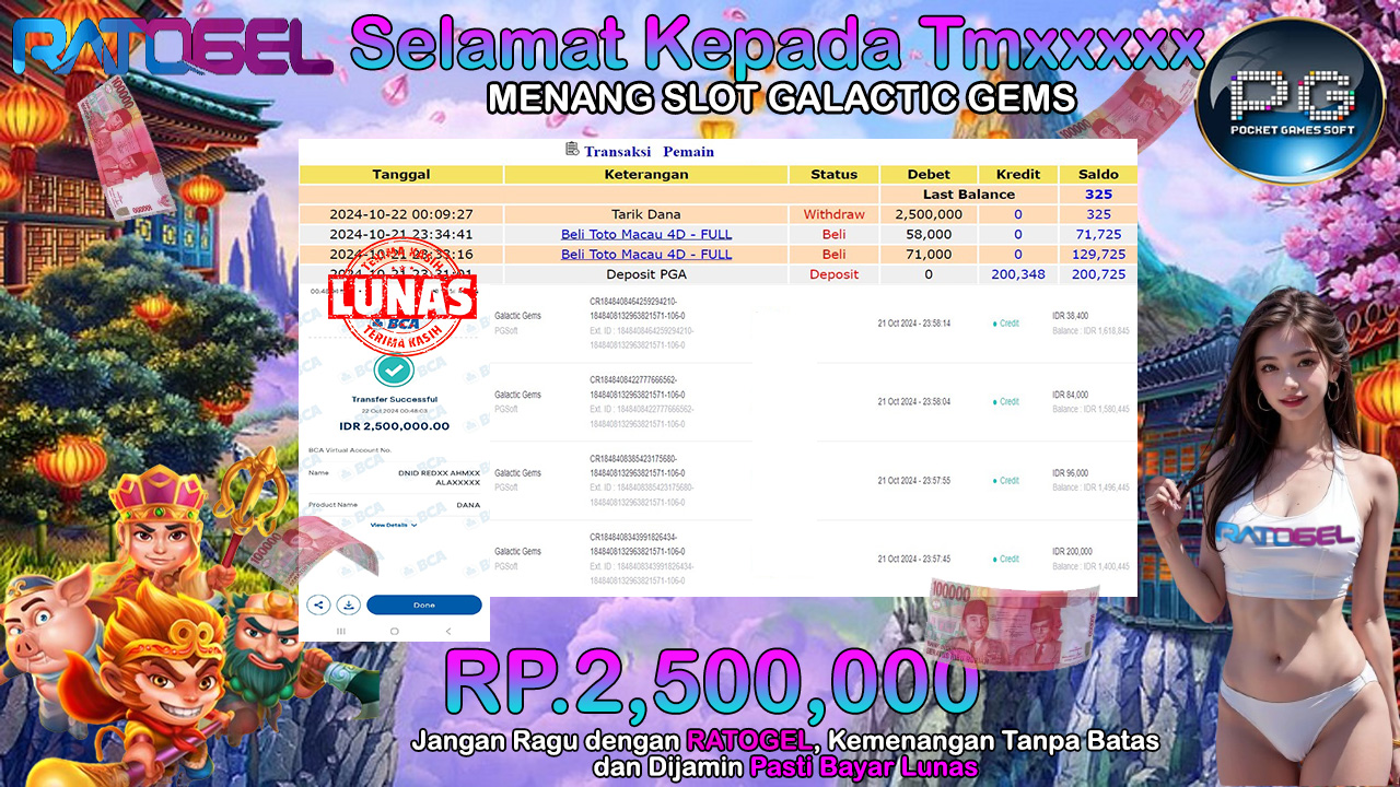 BUKTI JACKPOT SLOT GALACTID GEMS TERPERCAYA DI INDONESIA TGL 22-10-2024