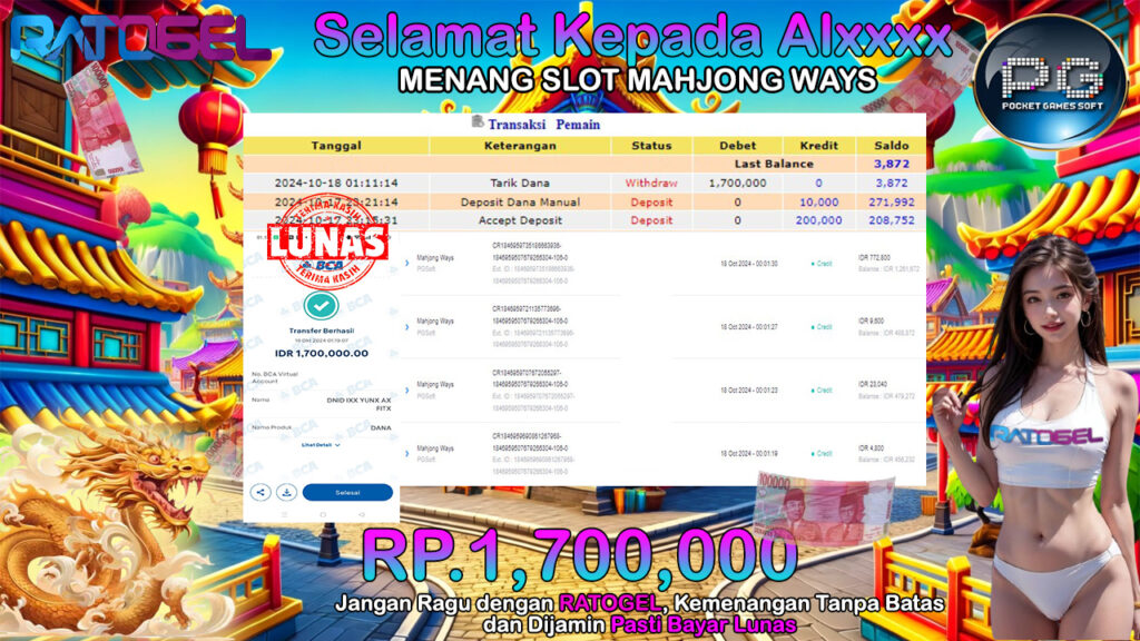 BUKTI JACKPOT SLOT MAHJONG WAYS TERPERCAYA DI INDONESIA TGL 18-10-2024