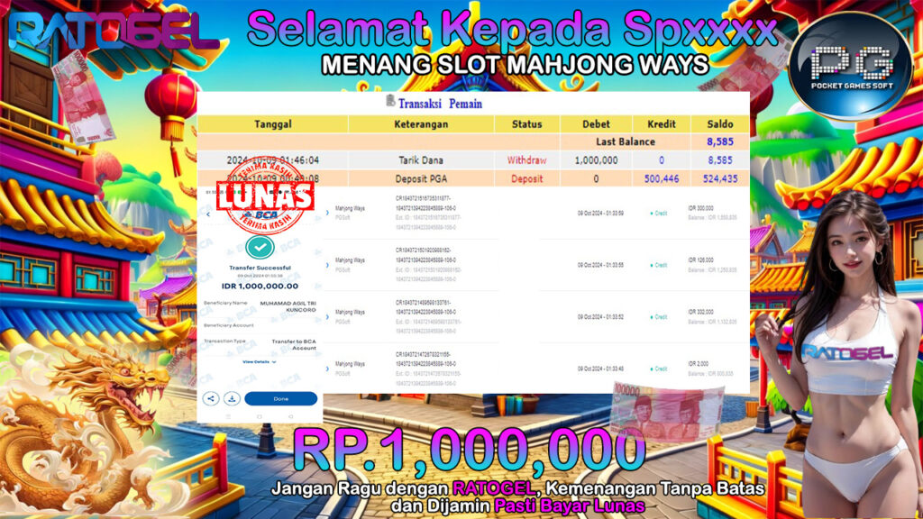 BUKTI JACKPOT SLOT MAHJONG WAYS TERPERCAYA DI INDONESIA TGL 09-10-2024