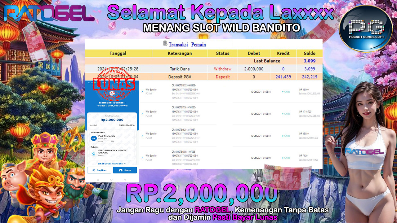 BUKTI JACKPOT SLOT WILD BANDITO TERPERCAYA DI INDONESIA TGL 10-10-2024