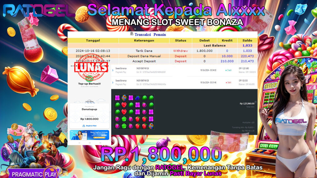 BUKTI JACKPOT SLOT SWEET BONANZA TERPERCAYA DI INDONESIA TGL 16-10-2024