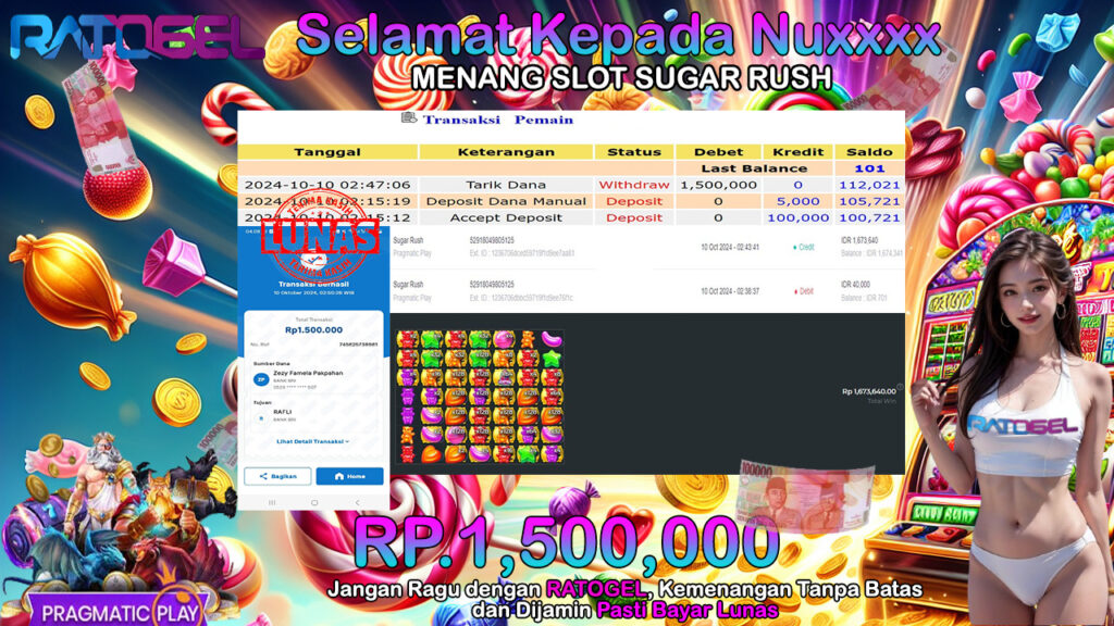 BUKTI JACKPOT SLOT SUGAR RUSH TERPERCAYA DI INDONESIA TGL 10-10-2024